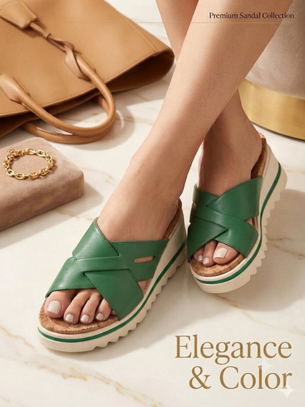 Stunning Green Cross-Strap Sandals – Comfortable & Elegant – New With Tags ($40)